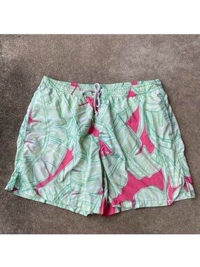 Lilly Pulitzer Printed Capri Swim Trunk Men’s Large Pink Green